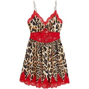 Rabanne x H&M NWT Leopard Print Mini Dress with Red lace